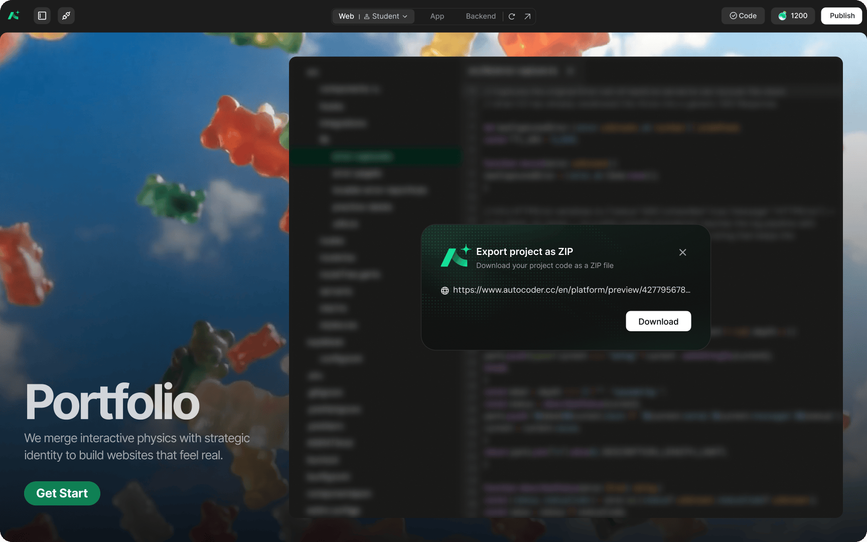 Code export preview